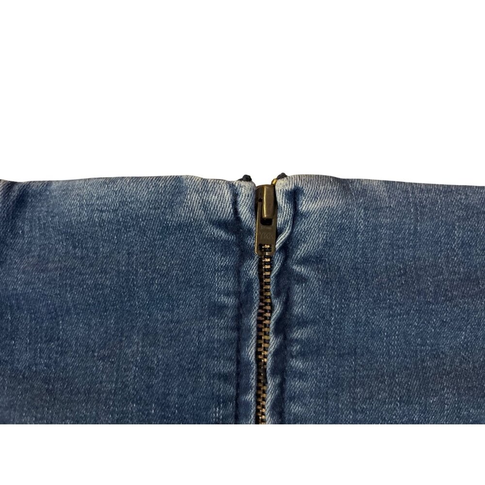 Free People Denim Mini Skirt Womens Size 6 Blue Jean Skirt Zip Back - Picture 13 of 13